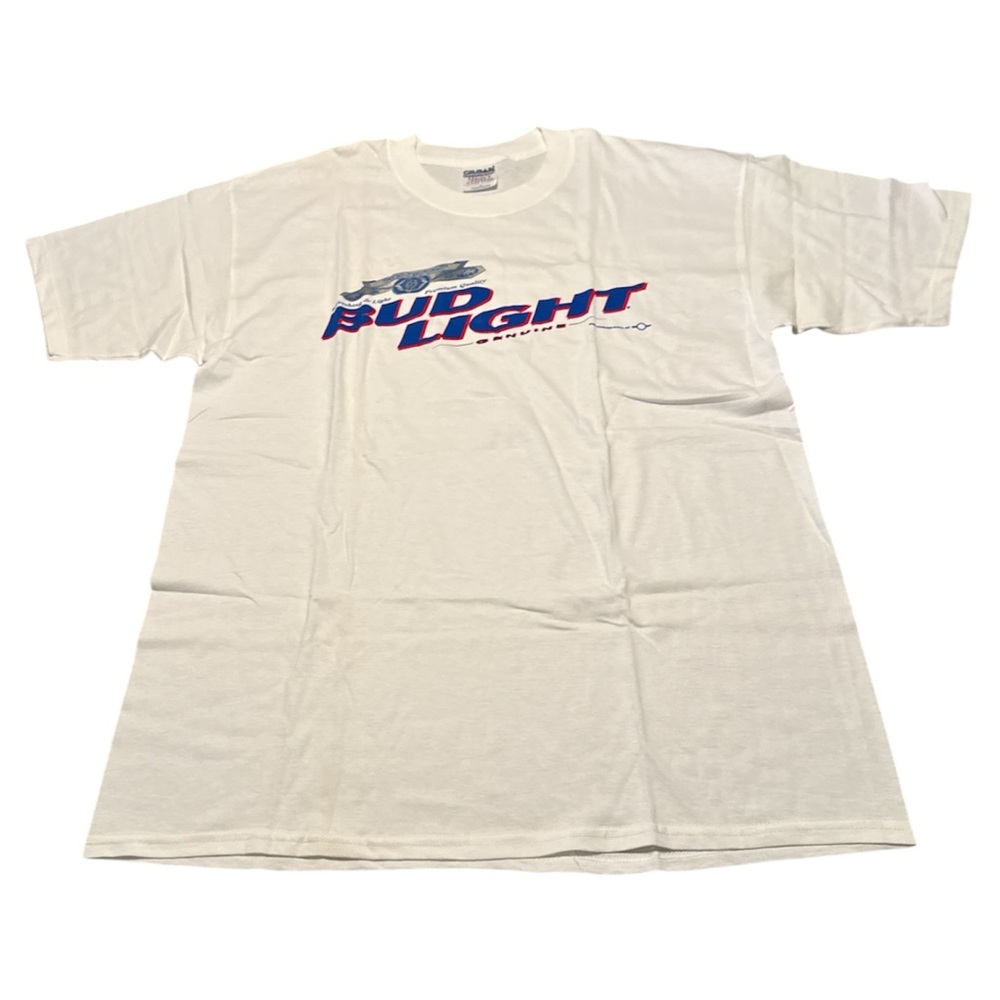 VTG Gildan bud light beer Heavy Cotton White T-Shirt